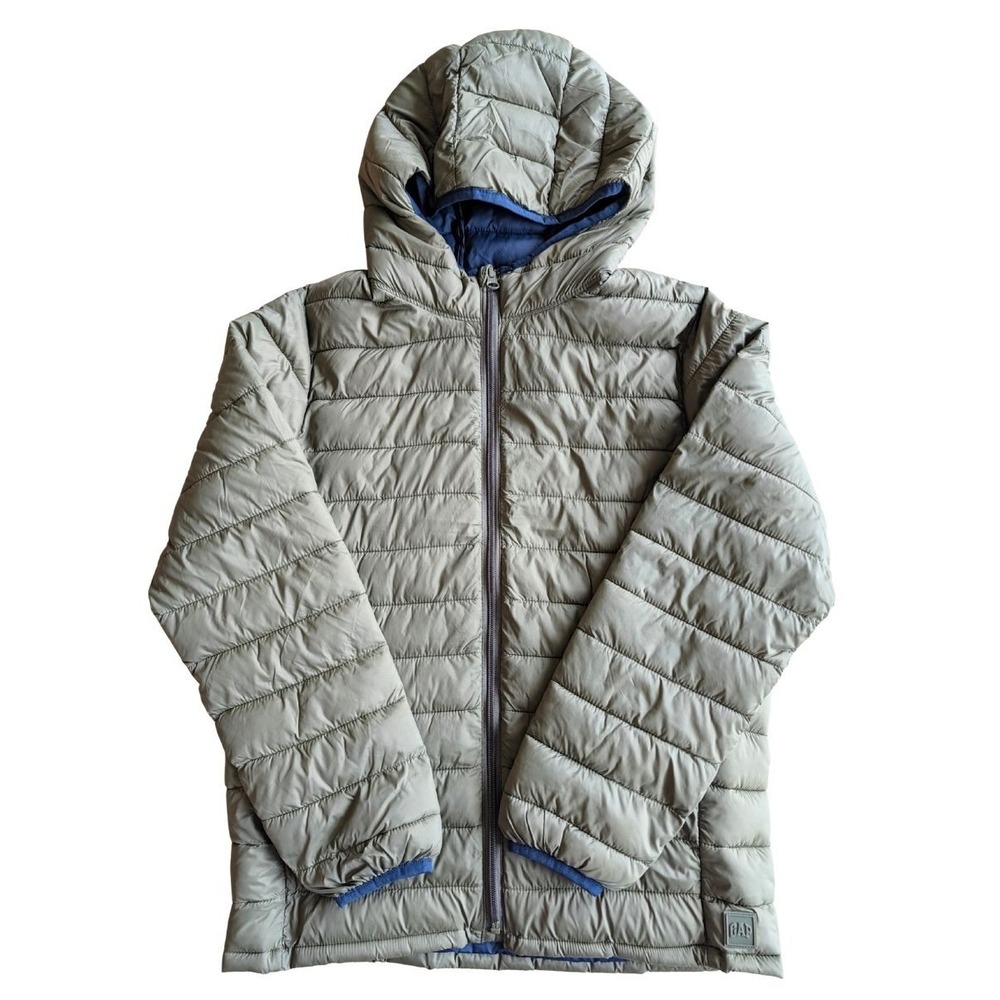 Gap Kids Primaloft Puffer Jacket XL 12-13 Olive Green Hooded Water Resistant